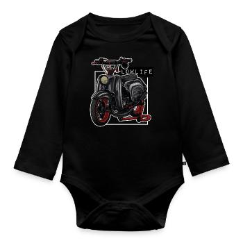 Schwalbe (black / LowLife) // Illustration - Organic Longsleeve Baby Bodysuit - black - Front