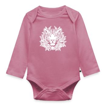 Tiger Big Cat - Organic Longsleeve Baby Bodysuit - mauve - Front