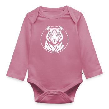 Tiger Big Cat - Organic Longsleeve Baby Bodysuit - mauve - Front