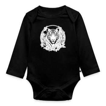Tiger Raubkatze - Baby Bio-Langarm-Body - Schwarz - Vorne