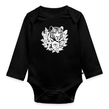 Tiger Raubkatze - Baby Bio-Langarm-Body - Schwarz - Vorne