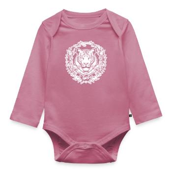Tiger Big Cat - Organic Longsleeve Baby Bodysuit - mauve - Front