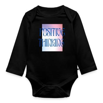 Positive Thinking - Colourful - Organic Longsleeve Baby Bodysuit - black - Front