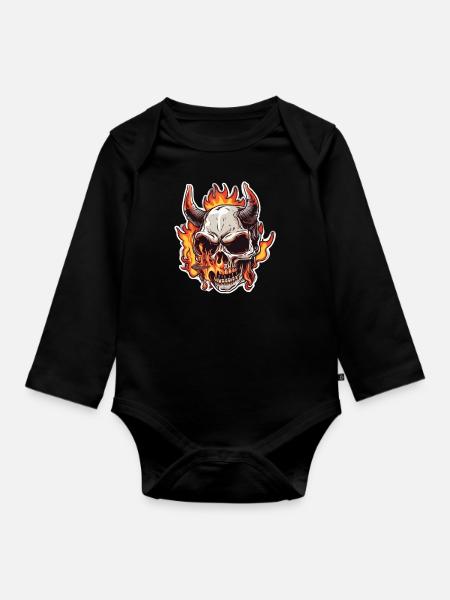 Gehörnter Schädel | Ich bin der Grill - Baby Bio-Langarm-Body - Schwarz
