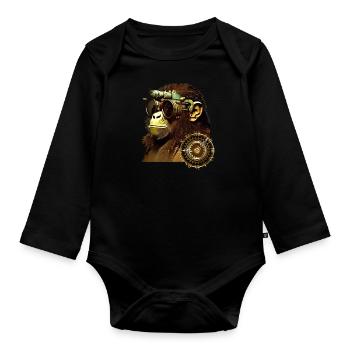 Zeitreisender - Baby Bio-Langarm-Body - Schwarz - Vorne