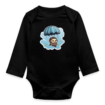 Igel mit Fallschirm - Baby Bio-Langarm-Body - Schwarz - Vorne