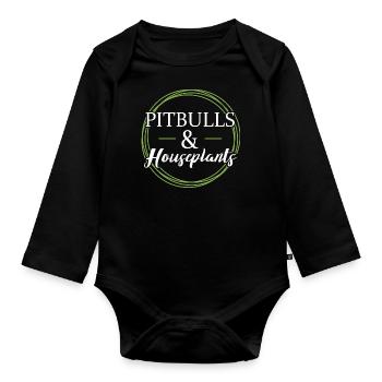 Pitbulls and houseplants - Organic Longsleeve Baby Bodysuit - black - Front