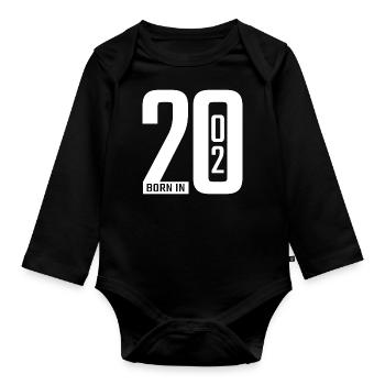 Born in 2002 white - Baby Bio-Langarm-Body - Schwarz - Vorne