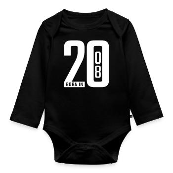 Born in 2008 white - Baby Bio-Langarm-Body - Schwarz - Vorne