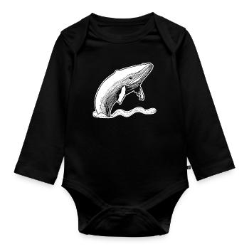 Baleine Poisson de mer - Body Bébé bio manches longues - noir - Devant