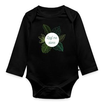 Leaf me alone - Organic Longsleeve Baby Bodysuit - black - Front