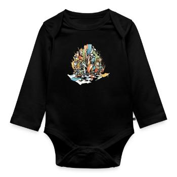 Chess composition n°6 - Organic Longsleeve Baby Bodysuit - black - Front