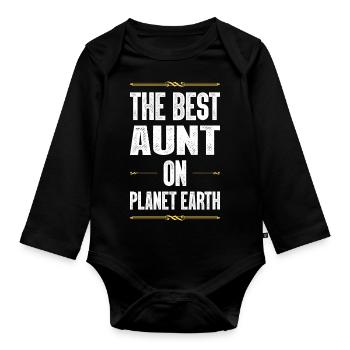 Beste Tante Spruch - Baby Bio-Langarm-Body - Schwarz - Vorne