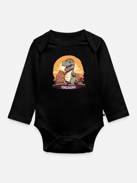 Schulosaurus Schüler Lehrer Outfit Einschulung - Baby Bio-Langarm-Body - Schwarz