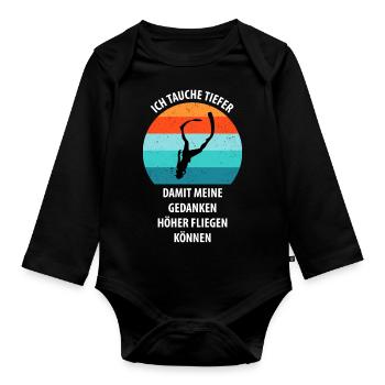 Taucher tauchen Sporttaucher Gerätetauchen - Baby Bio-Langarm-Body - Schwarz - Vorne