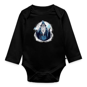 The Old Wizard - Organic Longsleeve Baby Bodysuit - black - Front