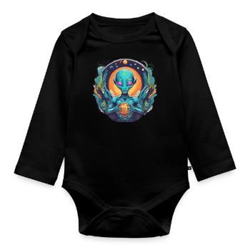 Alien - Organic Longsleeve Baby Bodysuit - black - Front