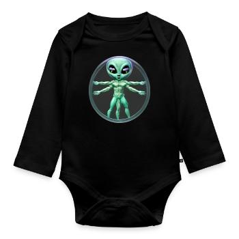 Alien de Vinci - Body Bébé bio manches longues - noir - Devant