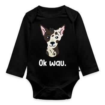 Ok wau mit Inca Ochid Hundeliebhaber - Baby Bio-Langarm-Body - Schwarz - Vorne