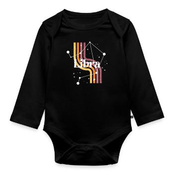 Libra retro horoscope - Organic Longsleeve Baby Bodysuit - black - Front
