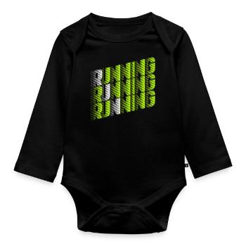 Laufen, Essen, Schlafen, Laufen, Wiederholen | Für Läufer - Baby Bio-Langarm-Body - Schwarz - Vorne