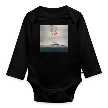 Traum Flamingo - Baby Bio-Langarm-Body - Schwarz - Vorne