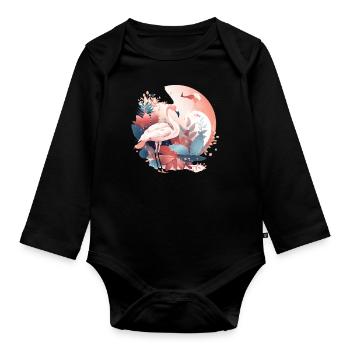 fantasy flamingo - Organic Longsleeve Baby Bodysuit - black - Front