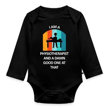 Physiotherapist Humorous Gift Saying Funny - Organic Longsleeve Baby Bodysuit - black - Front