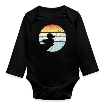 Gummi Quietscheente Bad Ente Klippe Sonne Mond - Baby Bio-Langarm-Body - Schwarz - Vorne