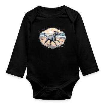 Lurcher Love - Organic Longsleeve Baby Bodysuit - black - Front