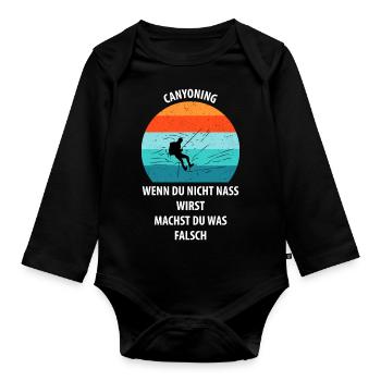 Canyoning Bergsteigen Klettern Wandern Berge - Baby Bio-Langarm-Body - Schwarz - Vorne