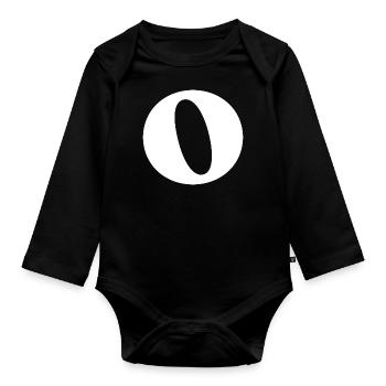 Letter o - Organic Longsleeve Baby Bodysuit - black - Front