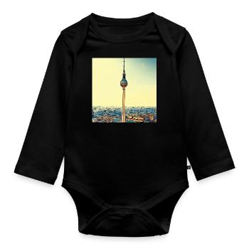 Berlin TV Tower - Organic Longsleeve Baby Bodysuit - black - Front