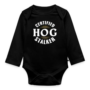 certified hog stalker Design for a hunting fan - Baby Bio-Langarm-Body - Schwarz - Vorne