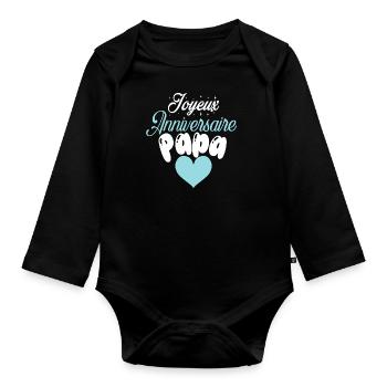 Joyeux anniversaire papa - Body Bébé bio manches longues - noir - Devant