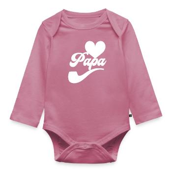 I love dad - Organic Longsleeve Baby Bodysuit - mauve - Front