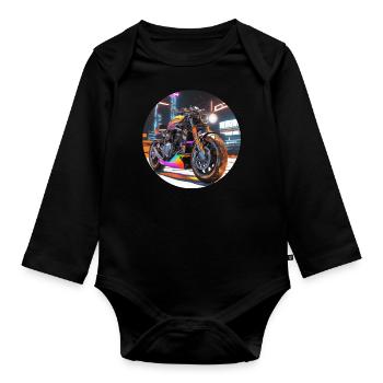 Sci-Fi Motorcycle - Organic Longsleeve Baby Bodysuit - black - Front