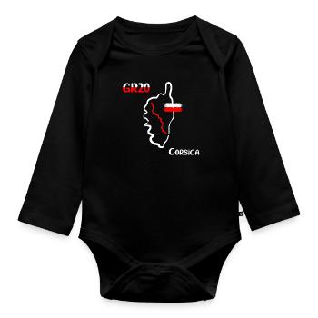 GR20 Grande Randonnée Corse trekking marche - Body Bébé bio manches longues - noir - Devant