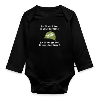 septième compagnie, militaire, militaire humour - Body Bébé bio manches longues - noir - Devant