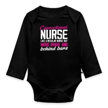 correctional nurse more brave Design for a prison - Baby Bio-Langarm-Body - Schwarz - Vorne