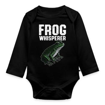 Funny Frog Whisperer Toad Amphibian Herpetologist - Organic Longsleeve Baby Bodysuit - black - Front