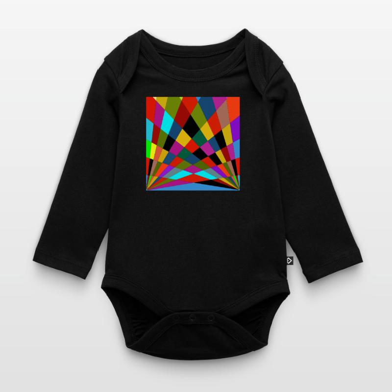 Multicoloured radiating design. Organic Longsleeve Baby Bodysuit
