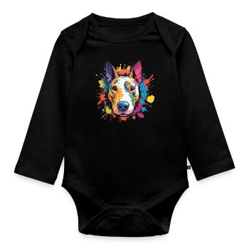 Bull terrier - Body Bébé bio manches longues - noir - Devant