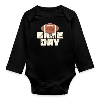 Game Day Football | Football Lovers - Organic Longsleeve Baby Bodysuit - black - Front