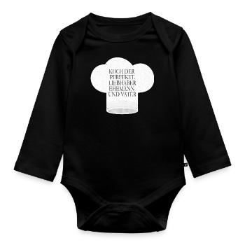 Kochmütze für Väter - Baby Bio-Langarm-Body - Schwarz - Vorne
