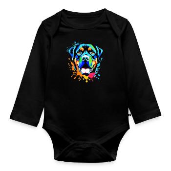 Rottweiler - Baby Bio-Langarm-Body - Schwarz - Vorne