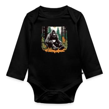 Big Food Boire du café - Body Bébé bio manches longues - noir - Devant