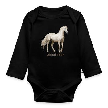 Achal-Teké - Baby Bio-Langarm-Body - Schwarz - Vorne