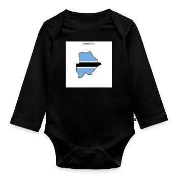 Botswana (Botswana) flag, map - Organic Longsleeve Baby Bodysuit - black - Front