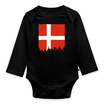 Drapeau du Danemark Scandinavie Drapeau du Danemark Voyage - Body Bébé bio manches longues - noir - Devant